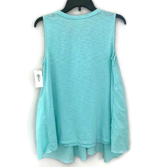 Style & Co. Womens Handkerchief Hem Pullover Blouse, Refreshing Teal, Medium - Picture 3 of 5